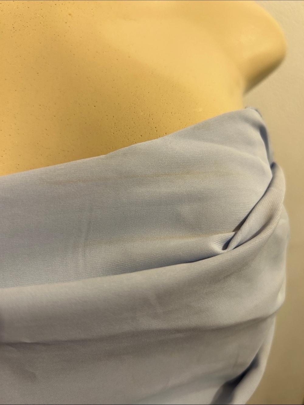 Strapless Light Blue Ruched Mini Dress - Picture 6 of 11